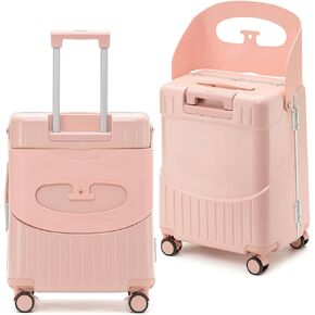 22 Inch Hardside Checked Luggage with Child Seat - 40L Spinner Suitcase W/TSA Lock, Aircraft-Grade ABS+PC Shell & Commercial Wheels for Family Travel (Pink) in Kuwait