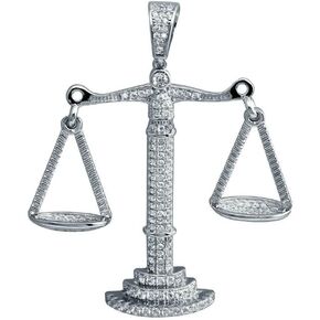 قلادة هيب هوب بمقياس الميزان من الفضة الاسترليني للرجال مع أحجار مايكرو تمهيد تشيكوسلوفاكيا in Saudi Arabia