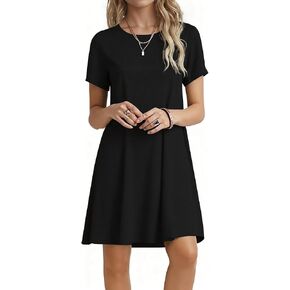 Women's Casual Short Sleeve Crew Neck T Shirt Dress Loose Floral Summer Dresses in Saudi Arabia