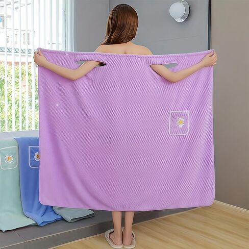 Women’s Soft Wrap Towel, Wearable Bath Robe Super Absorbent & Quick Dry Spa Bathrobes Lightweight for Sauna Beach Pool(39" x 51", Purple) in Saudi Arabia