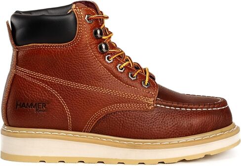 أحذية عمل Hammer Force 347 للرجال مقاس 6 بوصات Moc Toe مزدوجة الكثافة - جلد محبب بالكامل، نعل مقاوم للانزلاق، ياقة مبطنة مريحة، حذاء بناء متين برباط in Kuwait