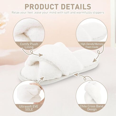 12 Pairs Women's Fuzzy Slippers Bulk, Cross Band Open Toe Bridesmaid Slippers Plush Furry Slipper for Wedding Bachelorette Party in Saudi Arabia