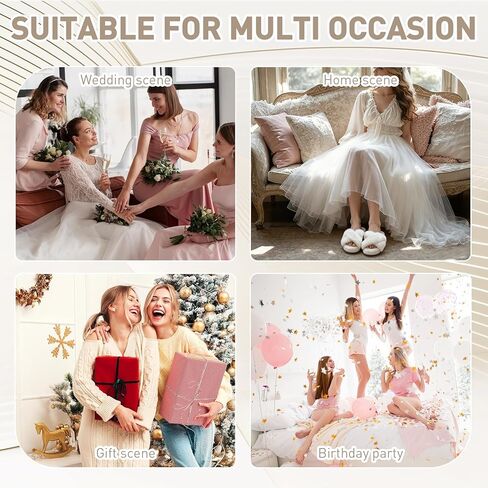 12 Pairs Women's Fuzzy Slippers Bulk, Cross Band Open Toe Bridesmaid Slippers Plush Furry Slipper for Wedding Bachelorette Party in Saudi Arabia