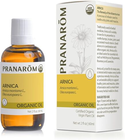 Pranarom - 4 عبوات - زيت نبات الأرنيكا الفرنسي العضوي المعتمد من وزارة الزراعة الأمريكية - زجاجة زجاجية سعة 2 أونصة سائلة - زيت تدليك للجسم، والاسترخاء، ومهدئ للمفاصل والعضلات in Kuwait