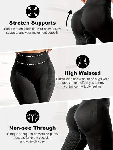 Womens High-Waisted Fitness Leggings Stretchy Workout Pants with Tummy Control in Saudi Arabia