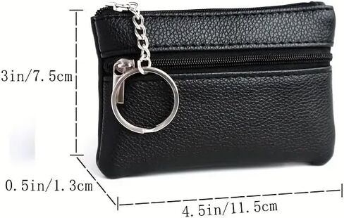 Leather Coin Purse with Key Chain Small Change Purse Keychain Card Holder Keychain Pouch Wallet for Women and Men(black) in Saudi Arabia