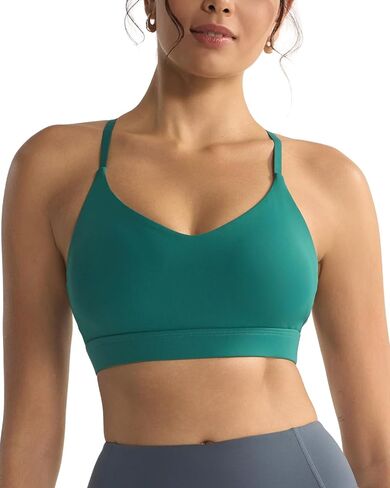 RUNNING GIRL V-Neck Sports Bras for Women - Adjustable Thin Straps Wireless Padded Yoga Top Low Impact in Saudi Arabia