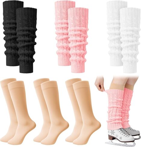 6 أزواج الشتاء جوارب السيقان للنساء التزلج جوارب السيقان مجموعات الفتيات محبوك الجوارب الطويلة التمهيد تدفئة الكاحل للرياضة in Kuwait
