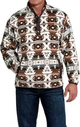 Cinch Western Sweater Mens Pull Over Snap Fleece Brown MWK1514025 in Saudi Arabia