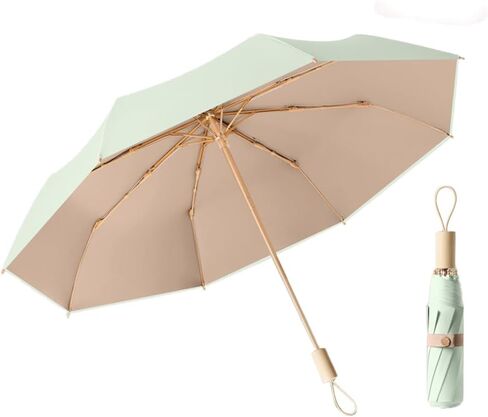 LCY Compact Umbrella Folding Anti-UV Parasol with Wooden Handle Sunproof Rainproof & Windproof Umbrella in Saudi Arabia