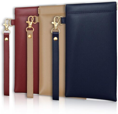 3 Pcs Soft Leather Sunglasses Pouch With Carrying Strap Large Squeeze Top Eyeglasses Bag Glasses Case for Women Men in Saudi Arabia