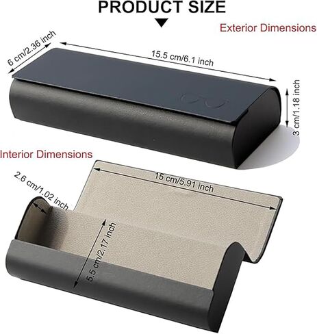 Unisex PU Leather Hard Eyeglasses Case - Durable Eyewear Protector for Most Glasses Types in Saudi Arabia
