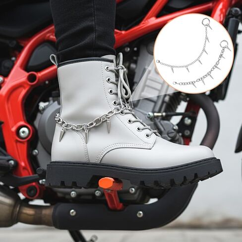 Yolev 4Pcs Rivet Spike Boot Chains for women Boot Chains Punk Removable Metal Rivet Shoe Charms Punk Style Silver Shoe Decoration Boot Charms in Saudi Arabia
