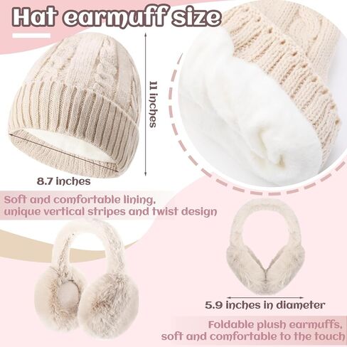 Suhine 8 Pcs Winter Beanie Hat Scarf Gloves Ear Warmer set Warm Fleece Knit Hat Touch Screen Gloves Earmuff for Women men in Saudi Arabia