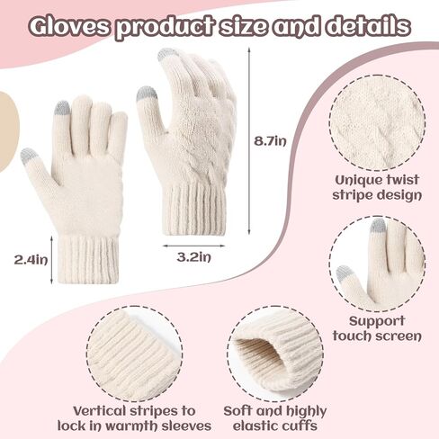 Suhine 8 Pcs Winter Beanie Hat Scarf Gloves Ear Warmer set Warm Fleece Knit Hat Touch Screen Gloves Earmuff for Women men in Saudi Arabia