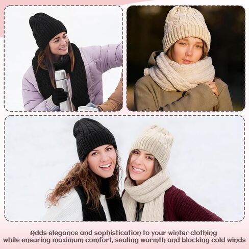 Suhine 8 Pcs Winter Beanie Hat Scarf Gloves Ear Warmer set Warm Fleece Knit Hat Touch Screen Gloves Earmuff for Women men in Saudi Arabia