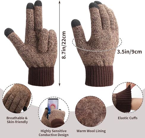 SATINIOR 6 Pcs Winter Hat Scarf Socks Touch Screen Gloves Sets Women Men Fleece Lined Knit Beanies Winter Gifts in Saudi Arabia