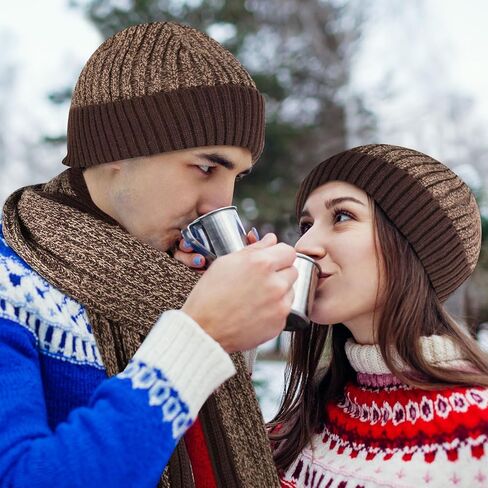 SATINIOR 6 Pcs Winter Hat Scarf Socks Touch Screen Gloves Sets Women Men Fleece Lined Knit Beanies Winter Gifts in Saudi Arabia