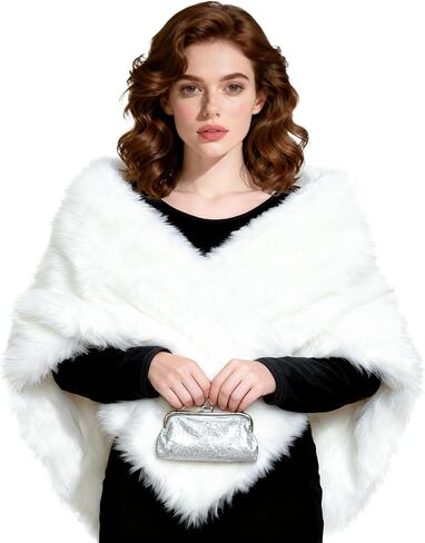Winter Faux Fur Long Shawl Cloak Women's Luxury Party Cape for Dress Evening Party Coat in Saudi Arabia