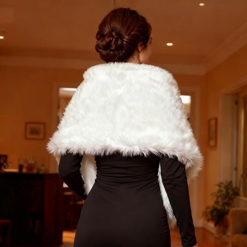 Winter Faux Fur Long Shawl Cloak Women's Luxury Party Cape for Dress Evening Party Coat in Saudi Arabia