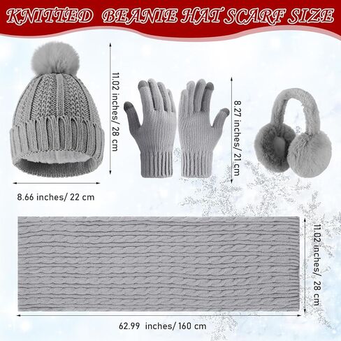 24 Pcs Winter Hat Scarf Gloves and Ear Warmer Set for Women, Knit Beanie Scarf Touch Screen Gloves Plush Earmuffs in Saudi Arabia
