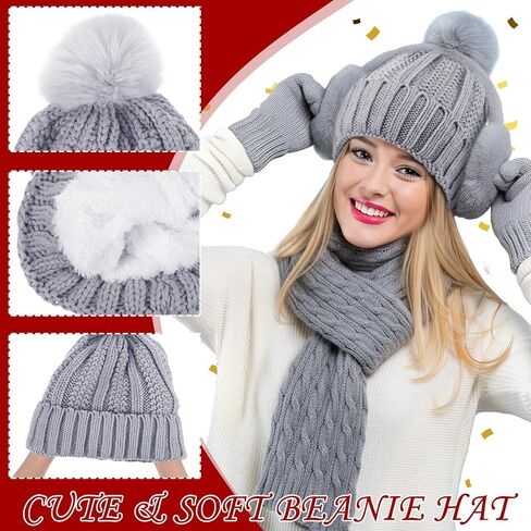 24 Pcs Winter Hat Scarf Gloves and Ear Warmer Set for Women, Knit Beanie Scarf Touch Screen Gloves Plush Earmuffs in Saudi Arabia