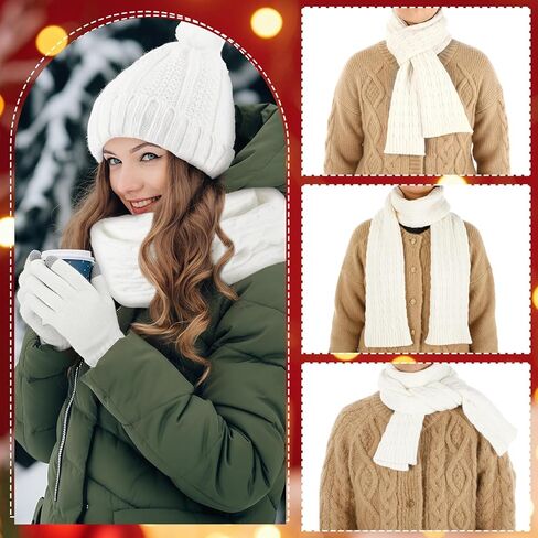 24 Pcs Winter Hat Scarf Gloves and Ear Warmer Set for Women, Knit Beanie Scarf Touch Screen Gloves Plush Earmuffs in Saudi Arabia