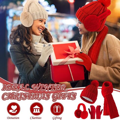 24 Pcs Winter Hat Scarf Gloves and Ear Warmer Set for Women, Knit Beanie Scarf Touch Screen Gloves Plush Earmuffs in Saudi Arabia