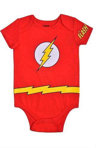 وارنر بروس. مجموعة The Flash Creeper بأكمام قصيرة مع قبعة، بدلة The Flash Superhero، رومبير للأطفال in Kuwait