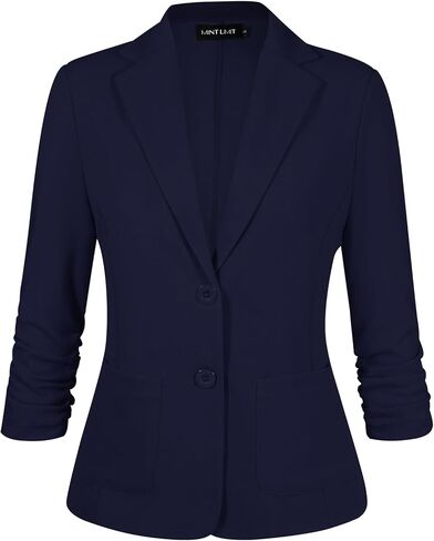 MINTLIMIT Womens Casual Blazer Open Front Business Suit Jacket 3/4 Sleeve Button Work Office Blazer Lightweight in Saudi Arabia