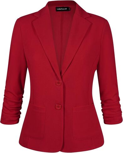 MINTLIMIT Womens Casual Blazer Open Front Business Suit Jacket 3/4 Sleeve Button Work Office Blazer Lightweight in Saudi Arabia