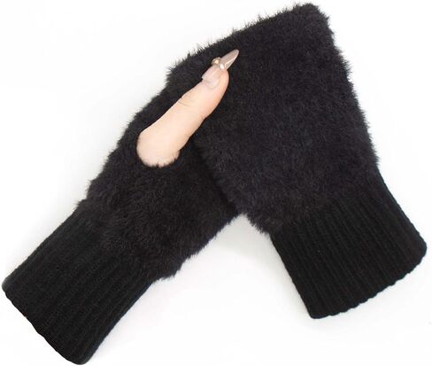 Long Keeper Knit fingerless gloves for women Winter Half Finger Gloves furry gloves wrist warmers Short Fingerless Mitten in Kuwait