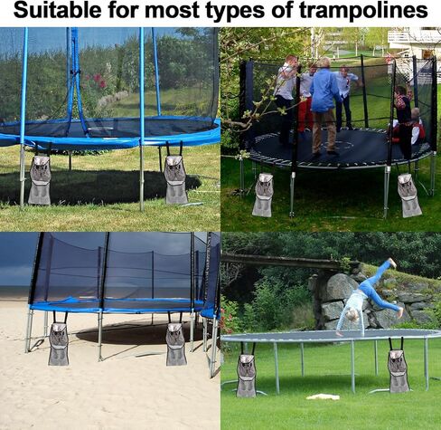 2pcs Trampoline Shoe Storage Bags, 11.8x23.6in Polyester Trampoline Bag Holder with Adjustable Strap Practical Storage Accessories for Toys Shoes Clothes Water Bottle (Black) in Saudi Arabia