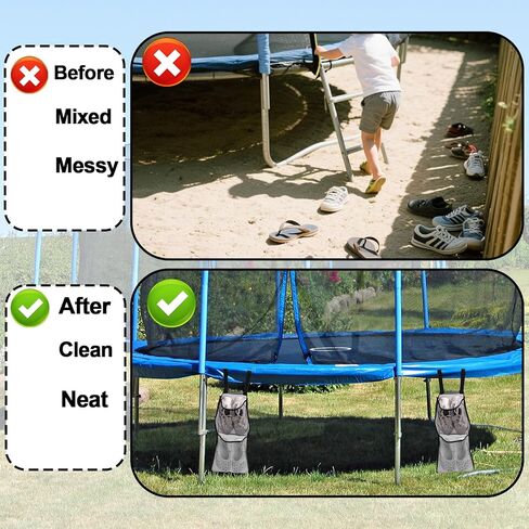 2pcs Trampoline Shoe Storage Bags, 11.8x23.6in Polyester Trampoline Bag Holder with Adjustable Strap Practical Storage Accessories for Toys Shoes Clothes Water Bottle (Black) in Saudi Arabia