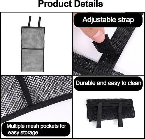 2pcs Trampoline Shoe Storage Bags, 11.8x23.6in Polyester Trampoline Bag Holder with Adjustable Strap Practical Storage Accessories for Toys Shoes Clothes Water Bottle (Black) in Saudi Arabia