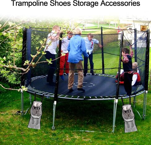 2pcs Trampoline Shoe Storage Bags, 11.8x23.6in Polyester Trampoline Bag Holder with Adjustable Strap Practical Storage Accessories for Toys Shoes Clothes Water Bottle (Black) in Saudi Arabia