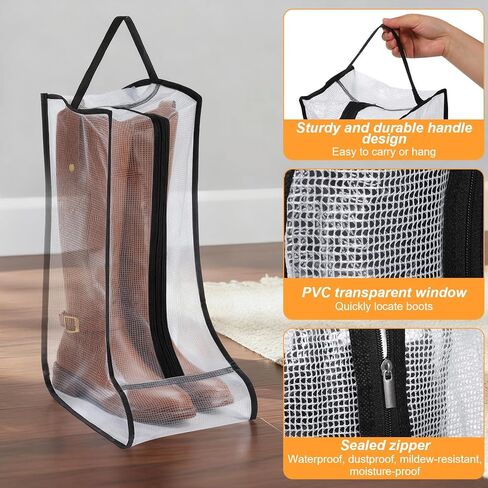 2pcs Boot Bags for Cowboy Boots Portable Boot Storage for Travel Waterproof PVC Dust Proof Boot Storage Organizer Short Boots and Tall Boots Shoe Cover Protector Bag in Saudi Arabia