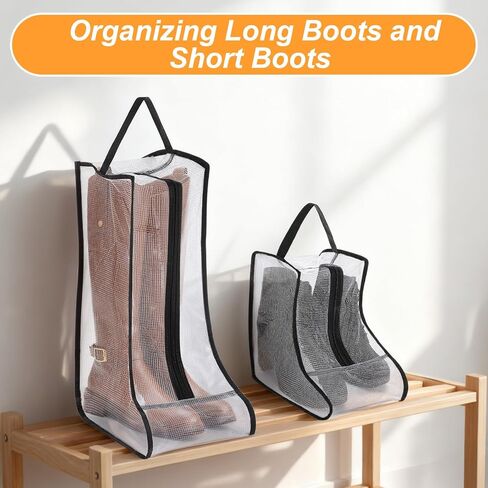 2pcs Boot Bags for Cowboy Boots Portable Boot Storage for Travel Waterproof PVC Dust Proof Boot Storage Organizer Short Boots and Tall Boots Shoe Cover Protector Bag in Saudi Arabia