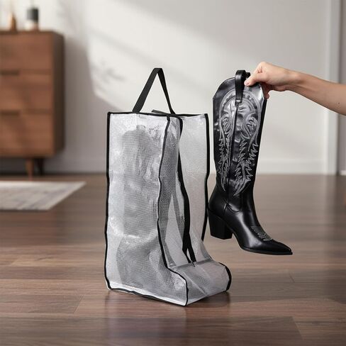 2pcs Boot Bags for Cowboy Boots Portable Boot Storage for Travel Waterproof PVC Dust Proof Boot Storage Organizer Short Boots and Tall Boots Shoe Cover Protector Bag in Saudi Arabia