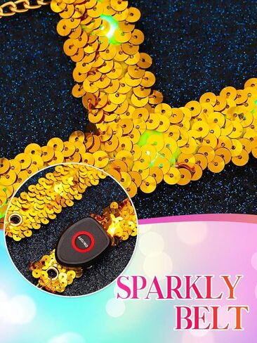 BODIY light Up Chest Harness Sparkly Gold Sequin Chest Belt Leather Body Harness for Women in Saudi Arabia