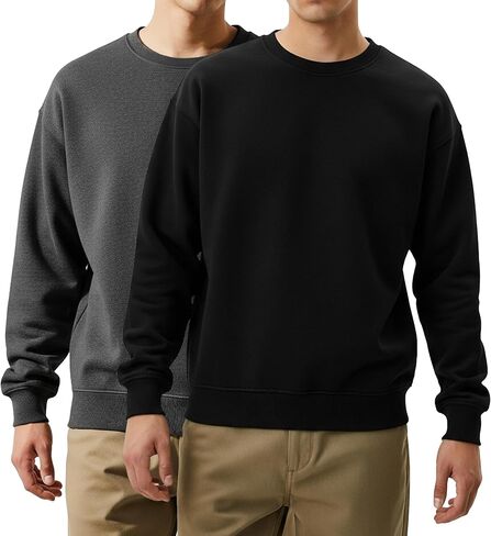 Andrew Scott Men's Fleece Crewneck Pullover Sweatshirt |Long Sleeve Top|Multi Packs| Size Small to Big 5XL in Saudi Arabia
