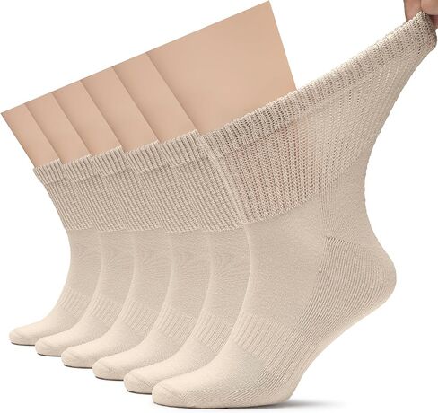 Hugh Ugoli Men's Cotton Diabetic Ankle Socks, Wide, Loose, Stretchy, Seamless Toe, Non Binding Top, Semi Cushion, 3-6 Pairs in Saudi Arabia
