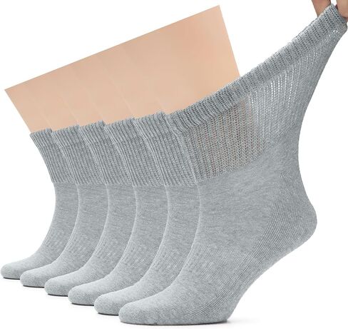 Hugh Ugoli Men's Cotton Diabetic Ankle Socks, Wide, Loose, Stretchy, Seamless Toe, Non Binding Top, Semi Cushion, 3-6 Pairs in Saudi Arabia