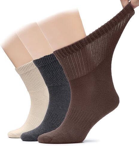 Hugh Ugoli Men's Cotton Diabetic Ankle Socks, Wide, Loose, Stretchy, Seamless Toe, Non Binding Top, Semi Cushion, 3-6 Pairs in Saudi Arabia