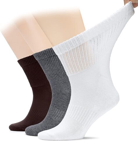 Hugh Ugoli Men's Cotton Diabetic Ankle Socks, Wide, Loose, Stretchy, Seamless Toe, Non Binding Top, Semi Cushion, 3-6 Pairs in Saudi Arabia
