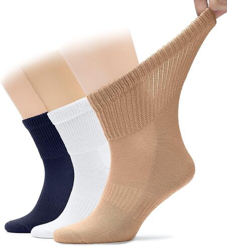 Hugh Ugoli Men's Cotton Diabetic Ankle Socks, Wide, Loose, Stretchy, Seamless Toe, Non Binding Top, Semi Cushion, 3-6 Pairs in Saudi Arabia