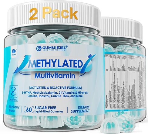 Methylated Multivitamin for Men & Women Gummies + Greens & Mushroom Blend, Methylfolate & B12, TMG, Choline, Daily Vitamin A, C, D3K2, E, B Complex, Coq10, ALA for Overall Wellness, Sugar Free, 60 Cts in Saudi Arabia