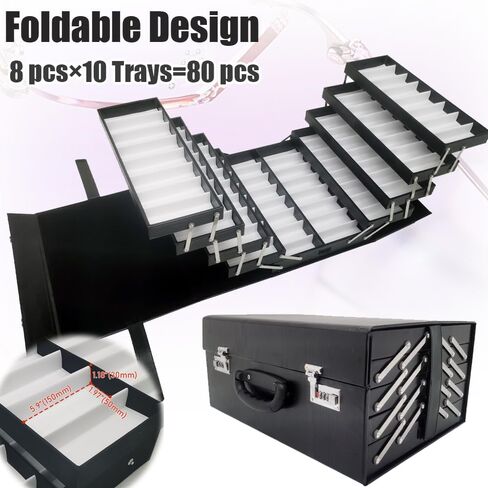 INTSUPERMAI Eyeglasses Storage Organizer Foldable Suitcase with Password PU leather Glasses Eyewear Display Case Box in Kuwait