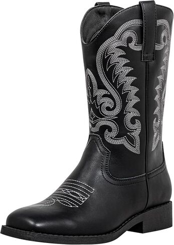 Women's Cowboy Boots Square Toe Pull On Western Fashion Dress Wide Mid Calf Cowgirl Boots Chunky Low Heel Botas Vaqueras Para Mujer in Saudi Arabia