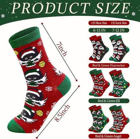 6 Pairs Black Santa Christmas Socks, Novelty African American Santa Crew Socks, Funny Black Santa & Elf Fairy Christmas Socks for Christmas Stocking Stuffers Gifts in Saudi Arabia